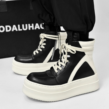 Buffny férfiaknak szóló platformos Martin csizma, bőr felsőrész, gumírozott talp, magas szár, téli használatra