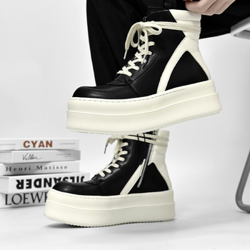 Buffny férfiaknak szóló platformos Martin csizma, bőr felsőrész, gumírozott talp, magas szár, téli használatra