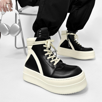 Buffny férfiaknak szóló platformos Martin csizma, bőr felsőrész, gumírozott talp, magas szár, téli használatra