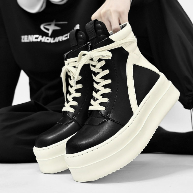 Buffny férfiaknak szóló platformos Martin csizma, bőr felsőrész, gumírozott talp, magas szár, téli használatra