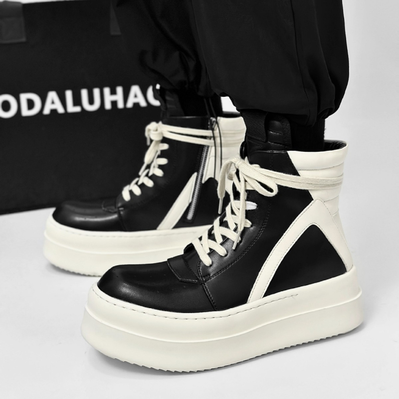 Buffny férfiaknak szóló platformos Martin csizma, bőr felsőrész, gumírozott talp, magas szár, téli használatra