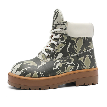 Ghete Martin pentru bărbați, design camuflaj, înălțime înaltă, PU partea superioară, talpă PVC, toc 3-5 cm