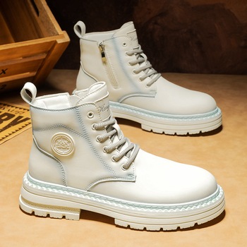 Martin μποτς για τον χειμώνα 2025 — (microfiber upper, mid-calf height, side zipper, sheepskin lining, thick anti-slip rubber sole)