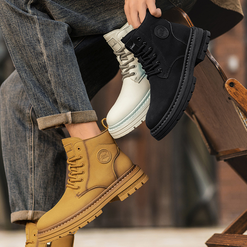 Martin μποτς για τον χειμώνα 2025 — (microfiber upper, mid-calf height, side zipper, sheepskin lining, thick anti-slip rubber sole)