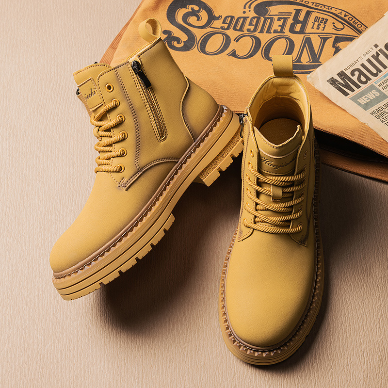 Martin μποτς για τον χειμώνα 2025 — (microfiber upper, mid-calf height, side zipper, sheepskin lining, thick anti-slip rubber sole)