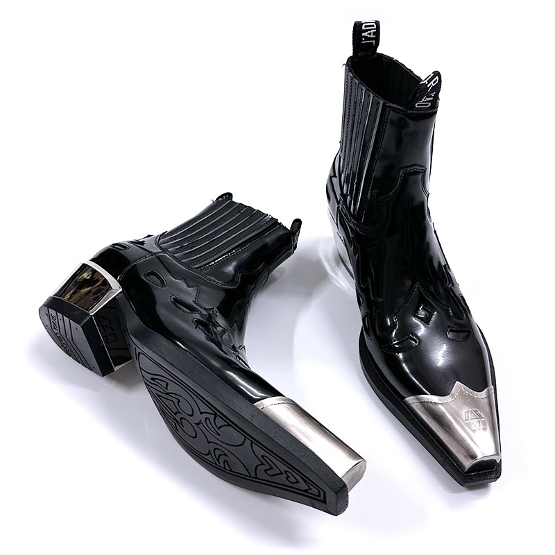 Batai su geležiniu nosimi, storu gumos padu, mikropluošto odos viršus, unisex punk Chelsea trumpi batai rudenai