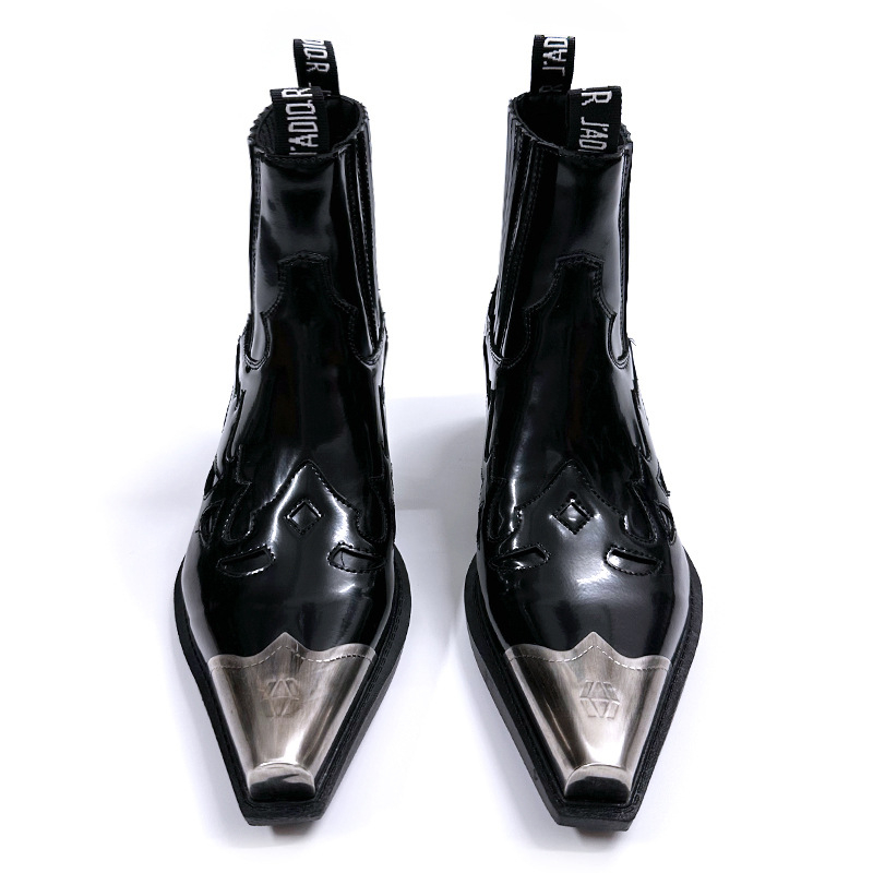 Batai su geležiniu nosimi, storu gumos padu, mikropluošto odos viršus, unisex punk Chelsea trumpi batai rudenai