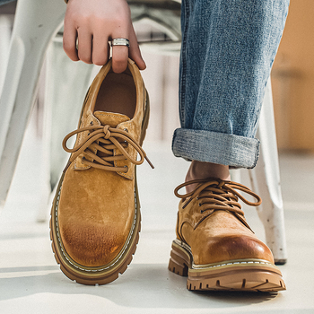 Muške radne čizme Martin, vamp od svinjske kože, PU ulošak, niski dio čizme, 1–3 cm peta, retro stil