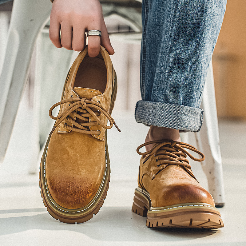Muške radne čizme Martin, vamp od svinjske kože, PU ulošak, niski dio čizme, 1–3 cm peta, retro stil