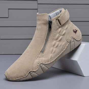 Ghete Martin cu căptușeală din blană artificială, fermoar lateral, partea superioară din microfibră, siluetă joasă