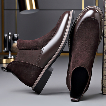 Martin čizme s flis podstavom, slip-on, Chelsea stil; gornji dio nubuk teleće kože, podstava od pamuka, taban PU, gumeni potplat, niski peta 1–3 cm