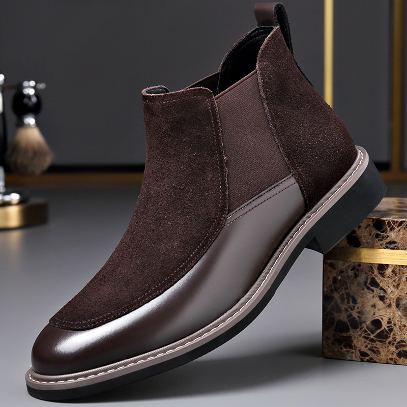 Martin čizme s flis podstavom, slip-on, Chelsea stil; gornji dio nubuk teleće kože, podstava od pamuka, taban PU, gumeni potplat, niski peta 1–3 cm