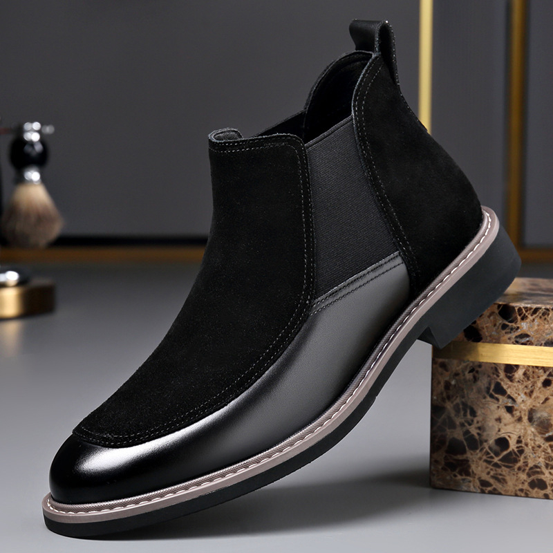 Martin čizme s flis podstavom, slip-on, Chelsea stil; gornji dio nubuk teleće kože, podstava od pamuka, taban PU, gumeni potplat, niski peta 1–3 cm