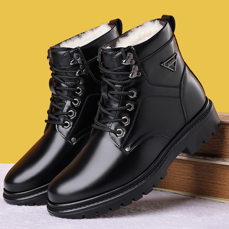 Muške Martin čizme, visokih gornji dio od kože, gumeni potplat, unutrašnjost od vune i kašmira, fleksi ulošci, protuklizni, zimsko izdanje 2024