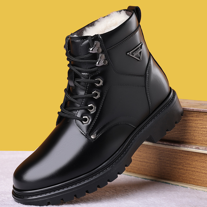 Muške Martin čizme, visokih gornji dio od kože, gumeni potplat, unutrašnjost od vune i kašmira, fleksi ulošci, protuklizni, zimsko izdanje 2024