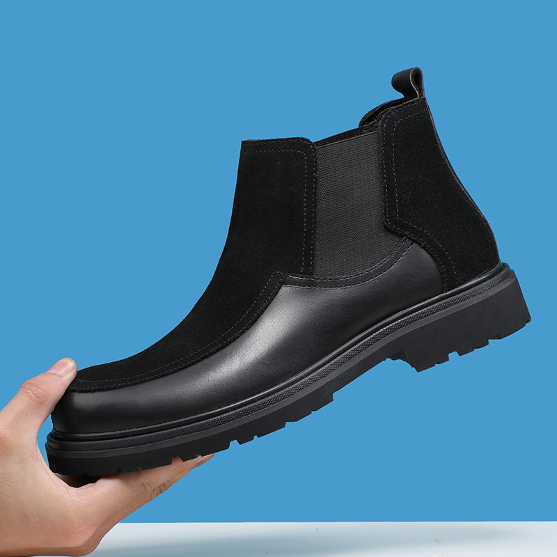 Unisex Chelsea čizme, zimske s fleec podstavkom, britanski stil, gumena potplat, PU ulozak