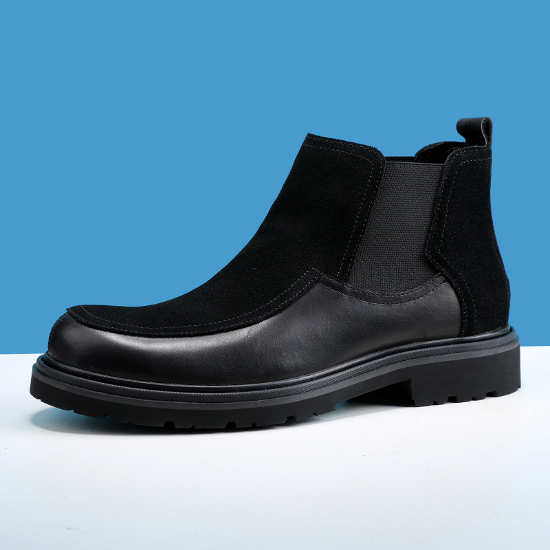 Unisex Chelsea čizme, zimske s fleec podstavkom, britanski stil, gumena potplat, PU ulozak