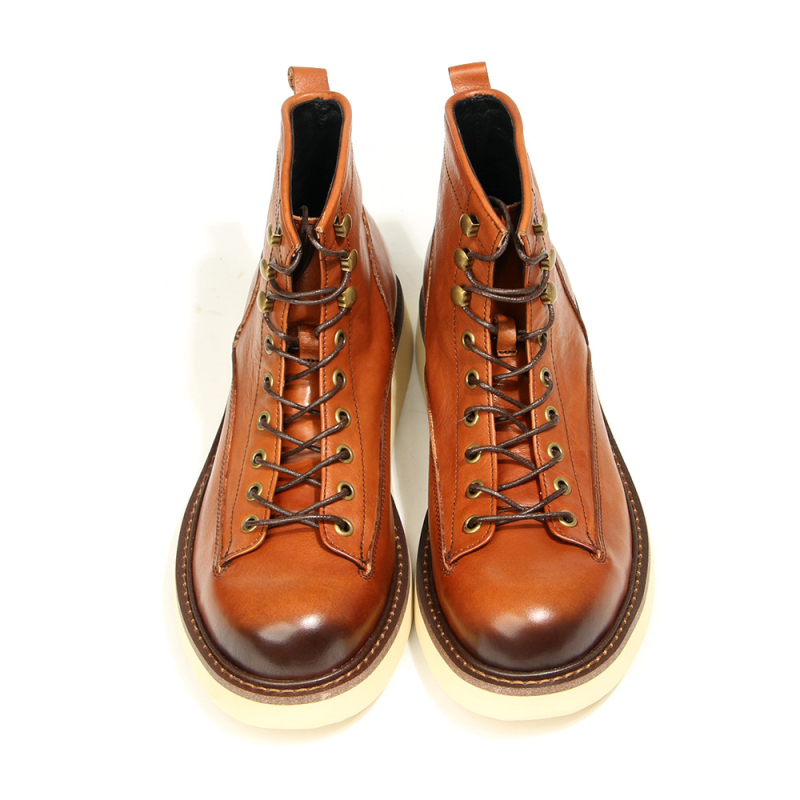 Botine de drumeție vintage pentru bărbați, bocanci înalți Martin, partea superioară din piele de primul strat, căptușeală din piele de porc