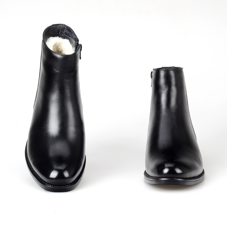 Ghete Martin pentru bărbați, iarnă, partea superioară din piele naturală, căptușeală din lână, talpă din cauciuc