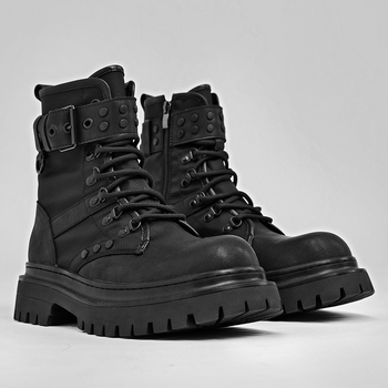 Unisex Martin čizme s gornjim dijelom od različitih materijala, gumom potplatom, niski potpetica 1–3 cm, srednja visina potkoljenice, bočni zip