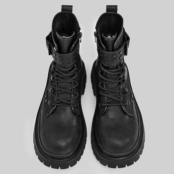Unisex Martin čizme s gornjim dijelom od različitih materijala, gumom potplatom, niski potpetica 1–3 cm, srednja visina potkoljenice, bočni zip