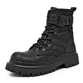 Unisex Martin čizme s gornjim dijelom od različitih materijala, gumom potplatom, niski potpetica 1–3 cm, srednja visina potkoljenice, bočni zip