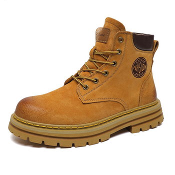 Ghete Martin pentru bărbați – partea superioară din nubuk de vită, guler scăzut, talpă din cauciuc, branț PU, stil retro