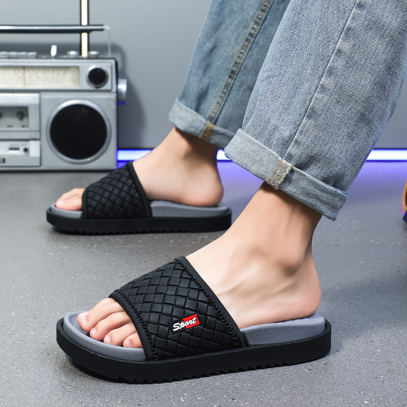 Șlapi pentru bărbați, partea superioară din piele artificială, talpă EVA, stil leisure, vară 2025