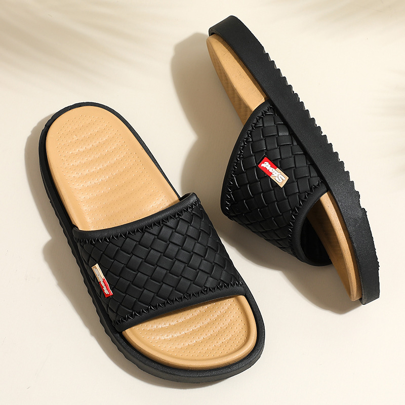 Șlapi pentru bărbați, partea superioară din piele artificială, talpă EVA, stil leisure, vară 2025