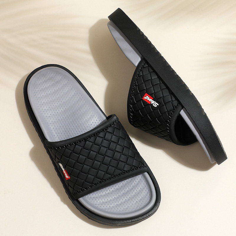 Șlapi pentru bărbați, partea superioară din piele artificială, talpă EVA, stil leisure, vară 2025