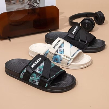 Unisex ljetne sandale za plažu, gornji dio od tkanine, EVA đon, Velcro kopča, print dizajn