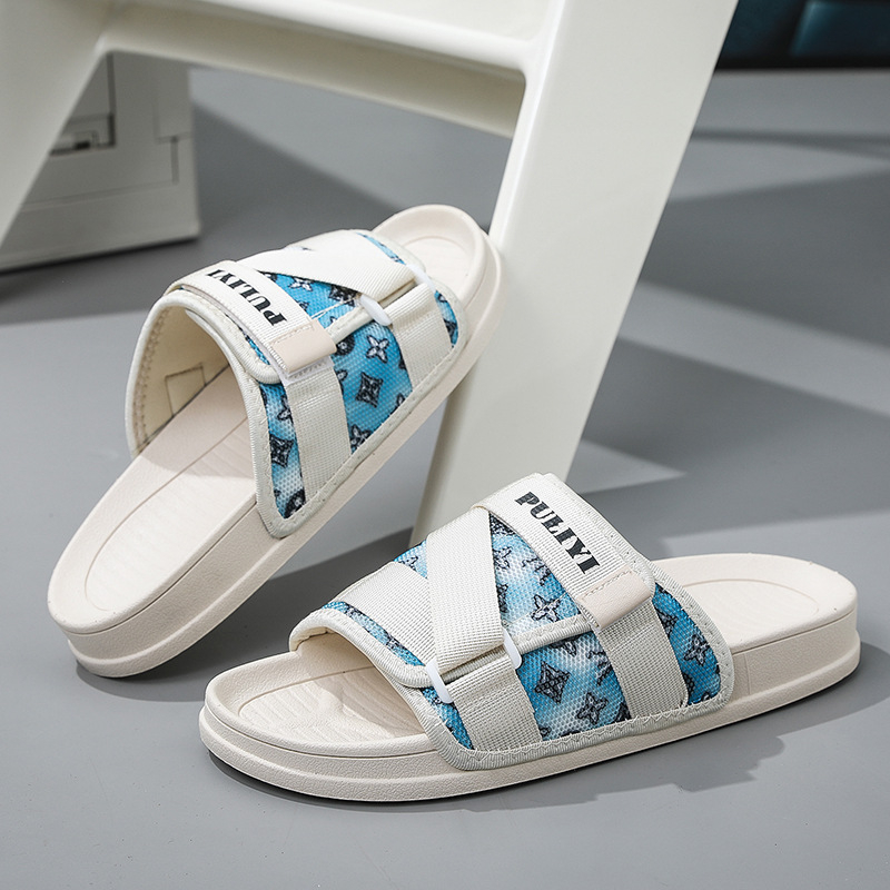 Unisex ljetne sandale za plažu, gornji dio od tkanine, EVA đon, Velcro kopča, print dizajn
