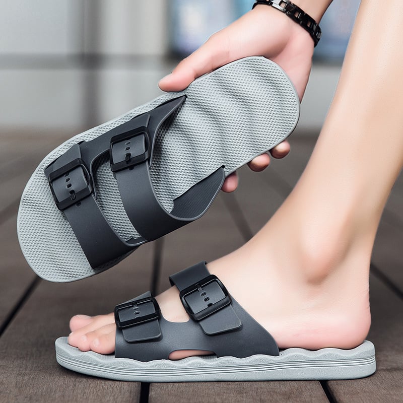 Papuci bărbați cu partea superioară din PVC, talpă EVA, deschis la deget, stil lejer, talpă injectată