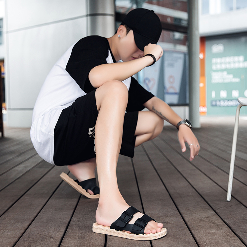 Papuci bărbați cu partea superioară din PVC, talpă EVA, deschis la deget, stil lejer, talpă injectată