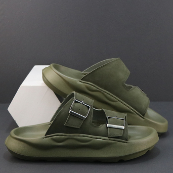 Sandale pentru bărbați din piele naturală - partea superioară din piele de vită, talpă EVA, închidere slip-on, model Nappa, stil casual