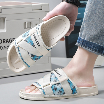 Férfi poliészter slip-on papucs EVA talppal, laza strand-stílus