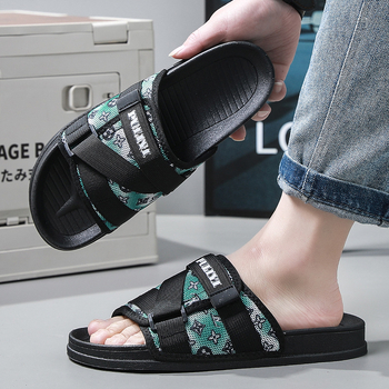 Férfi poliészter slip-on papucs EVA talppal, laza strand-stílus