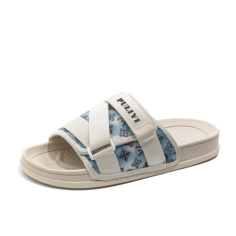 Férfi poliészter slip-on papucs EVA talppal, laza strand-stílus