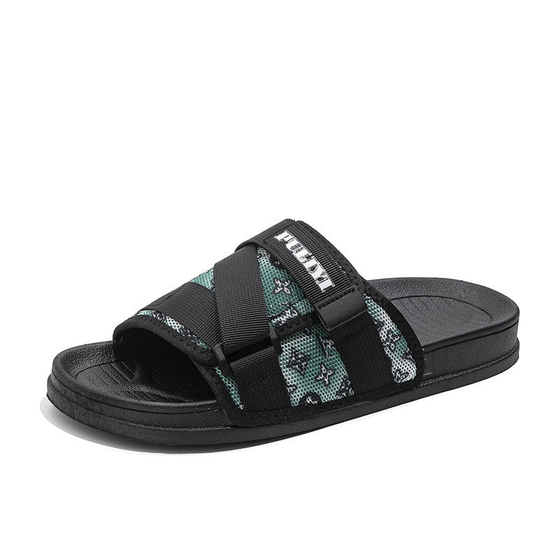 Férfi poliészter slip-on papucs EVA talppal, laza strand-stílus