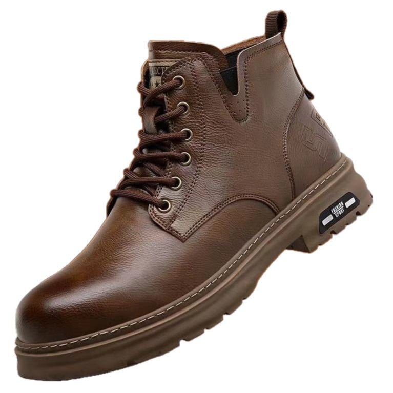 Férfi Martin csizma, felső rész split bőrből, PU anyagú felsőrész, gumí talp, műszőrme bélés, elöl fűzőzár