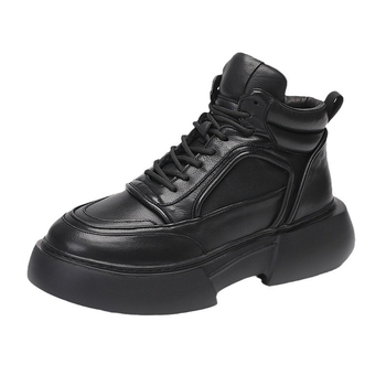 Ghete Martin pentru bărbați, din piele naturală, înalte, talpă din spumă de cauciuc pentru creșterea înălțimii, închidere cu șireturi