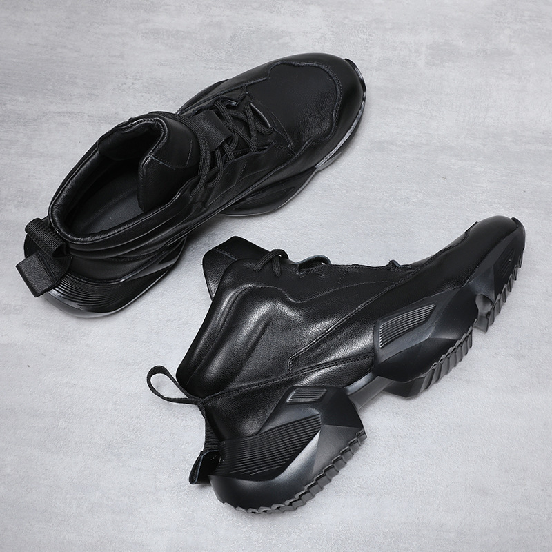 Ghete Martin pentru bărbați, partea superioară din piele naturală, talpă din cauciuc, vârf rotund, toc mic (1–3 cm), căptușeală din piele de porc