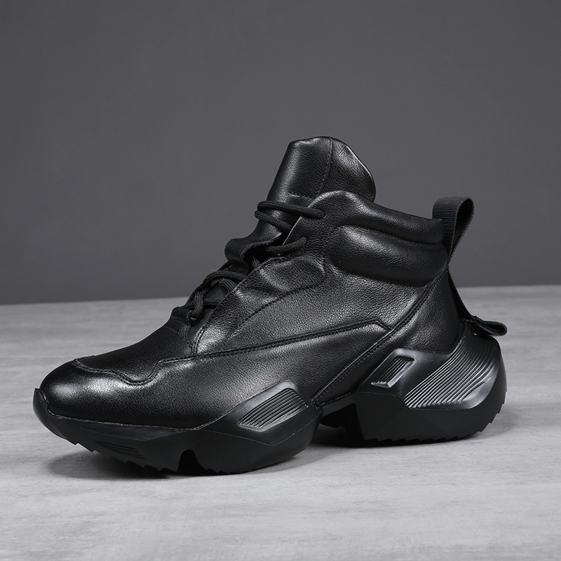 Ghete Martin pentru bărbați, partea superioară din piele naturală, talpă din cauciuc, vârf rotund, toc mic (1–3 cm), căptușeală din piele de porc