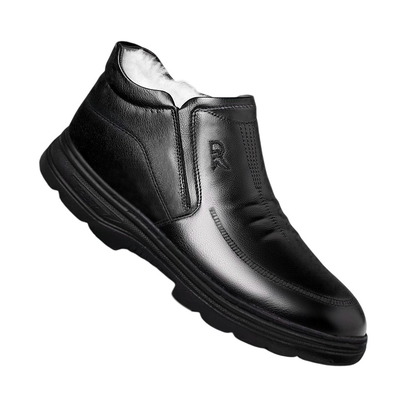 Ghete de iarnă din piele pentru bărbați – impermeabile, căptușite cu fleece, talpă groasă, antiderapante