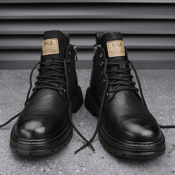 Ghete Martin cu căptușeală din fleece, înalte, șireturi, talpă din cauciuc, calde