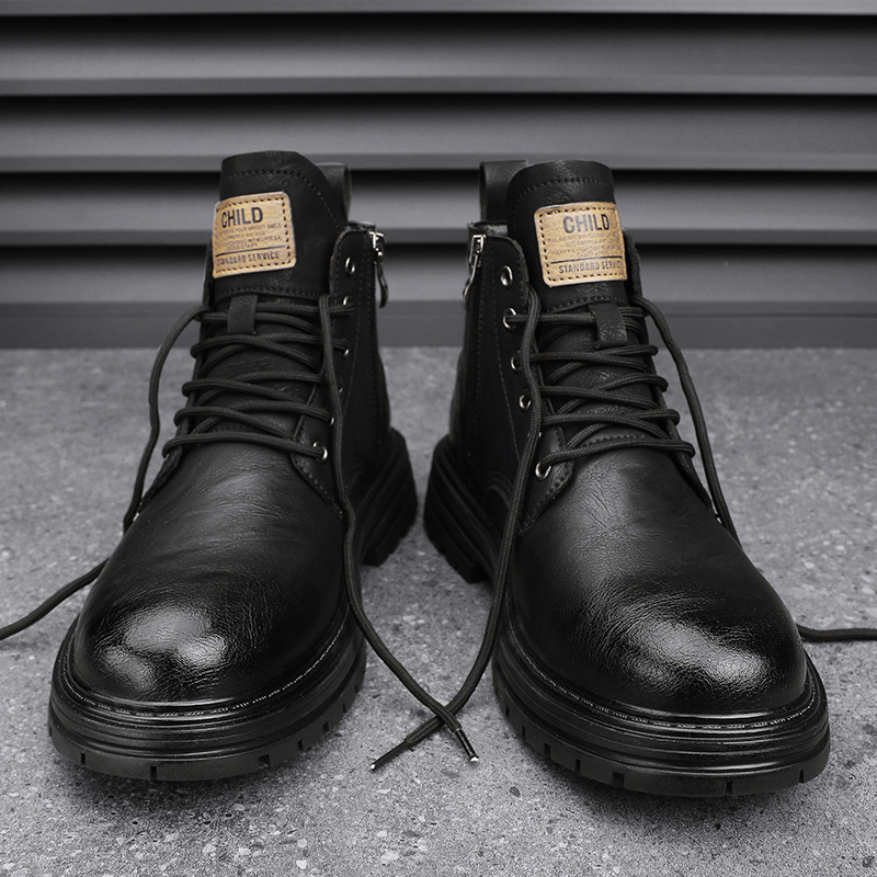 Ghete Martin cu căptușeală din fleece, înalte, șireturi, talpă din cauciuc, calde