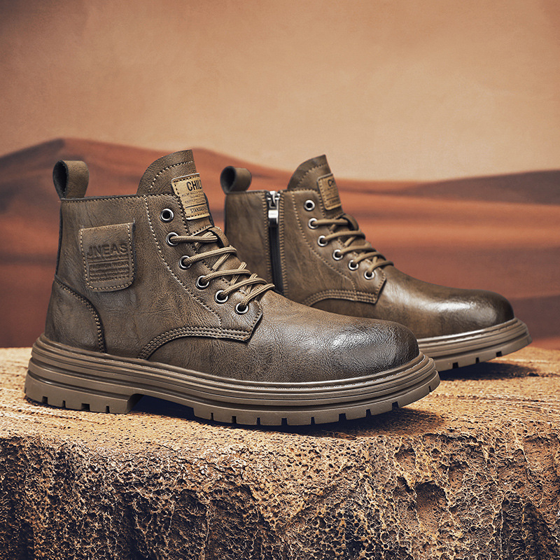 Ghete Martin cu căptușeală din fleece, înalte, șireturi, talpă din cauciuc, calde