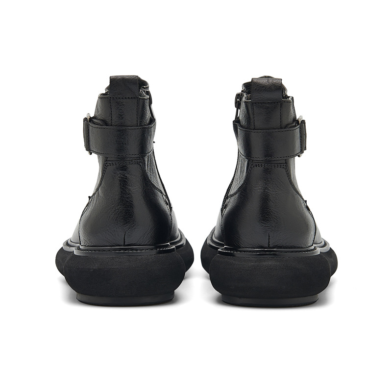 Martin cizme, stil britanic vintage, partea superioară din piele de vacă, fermoar lateral, înălțimea tocului 3-5 cm