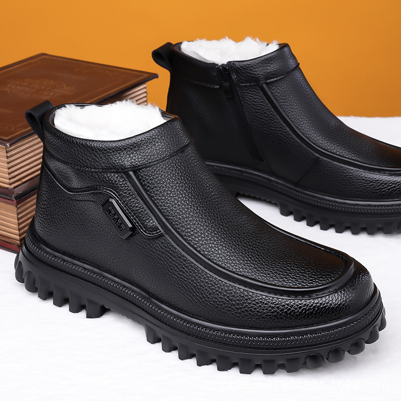 Ghete Martin pentru bărbați, stil retro, partea superioară din piele naturală, talpă din cauciuc