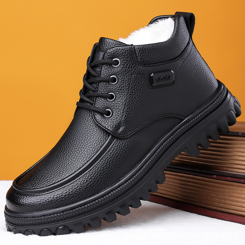 Ghete Martin pentru bărbați, stil retro, partea superioară din piele naturală, talpă din cauciuc
